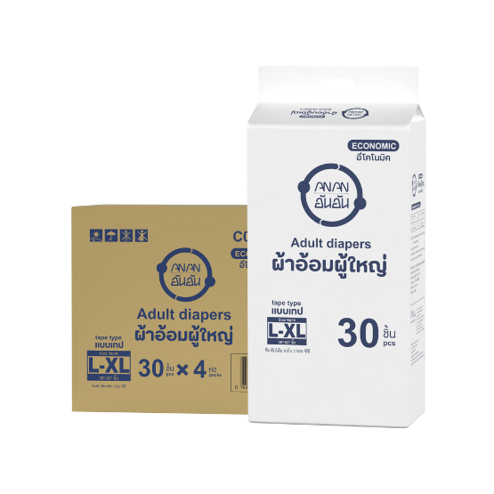 ผ้าอ้อมผู้ใหญ่แบบเทป ANAN ECONOMIC ไซซ์ L-XL 30 ชิ้น 4 แพ็ค/ลัง (120ชิ้น)_0